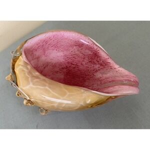 Murano style hand blown glass conch shell pink